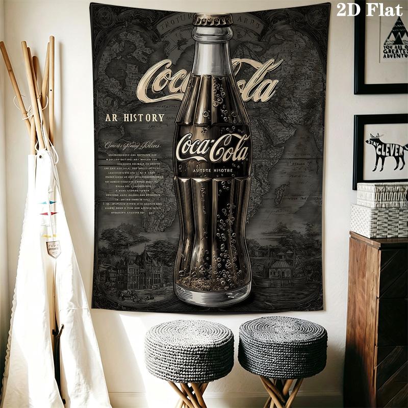 Timeless Elegance Cocacola'S Classic Design Tapestry Wallmounted Fashion Print Wall Covering Decoration Homestay Soft Decoration Tapestry