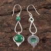 Зеленые овальные малахитовые серьги-подвески из стерлингового серебра 925 пробы 2,50" EE-132-19
