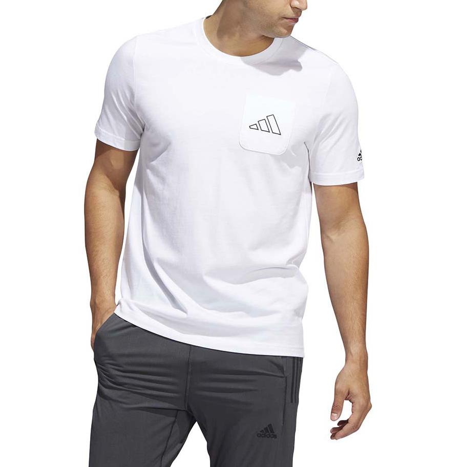 adidas Футболка с коротким рукавом и круглым вырезом с логотипом, мужская, белая HI5547