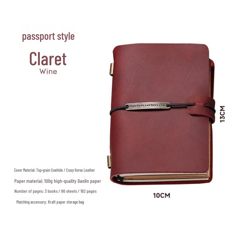 Genuine Leather Retro Traveler Notebook - Crazy Horse Finish, High-end Business Planner with Engraved Logo