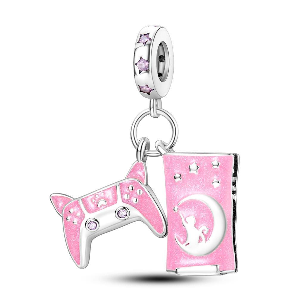 925 Silver Pink Ballet Shoes Ballet Set Charms Fit Original Charm Bead Pendent Dangle Bracelet DIY Women Jewelry Gift