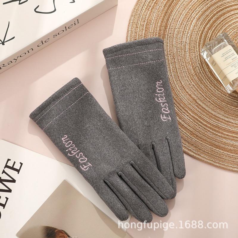 Теплые перчатки женские флисовые ветрозащитные для улицы для езды на электромобиле кроличий пух с бантом осенне-зимние перчатки