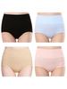 ENALIHI Panty Organic Cotton Flattering Deep Cold Solid Elastic Touch the Skin 4 Panties Women's 4-Piece Set, Deep-Waisted, Non-Constricting, Panties,