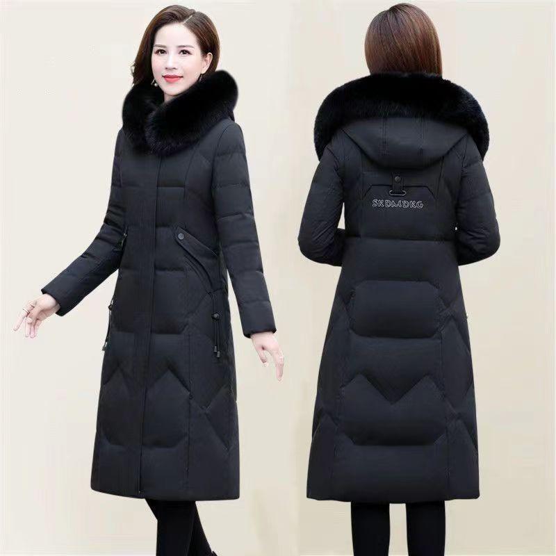 Высококачественный женский пуховик 2023, зимняя новая стильная модная длинная теплая куртка большого размера