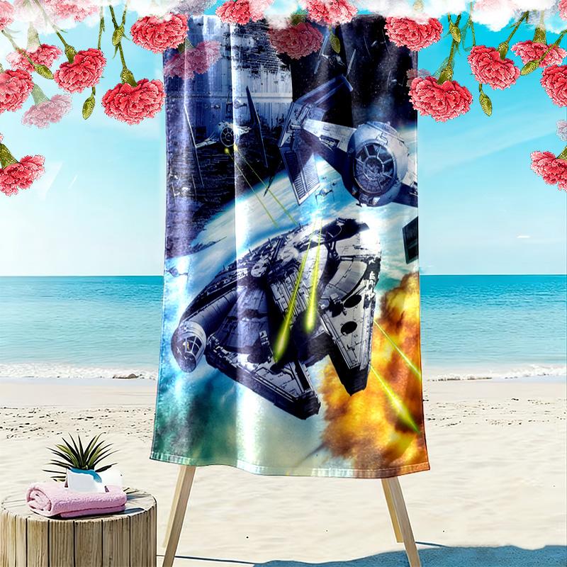 Millennium Falcon Print Beach Towel, Large Soft Quick Dry Towel for Beach Camping Swimming