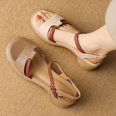 Дизайнерские женские босоножки на высоком каблуке Элегантные туфли на каблуке 2025 Лето Новая мода Массивные туфли-лодочки Неглубокие С пряжкой Zapatillas De Mujer