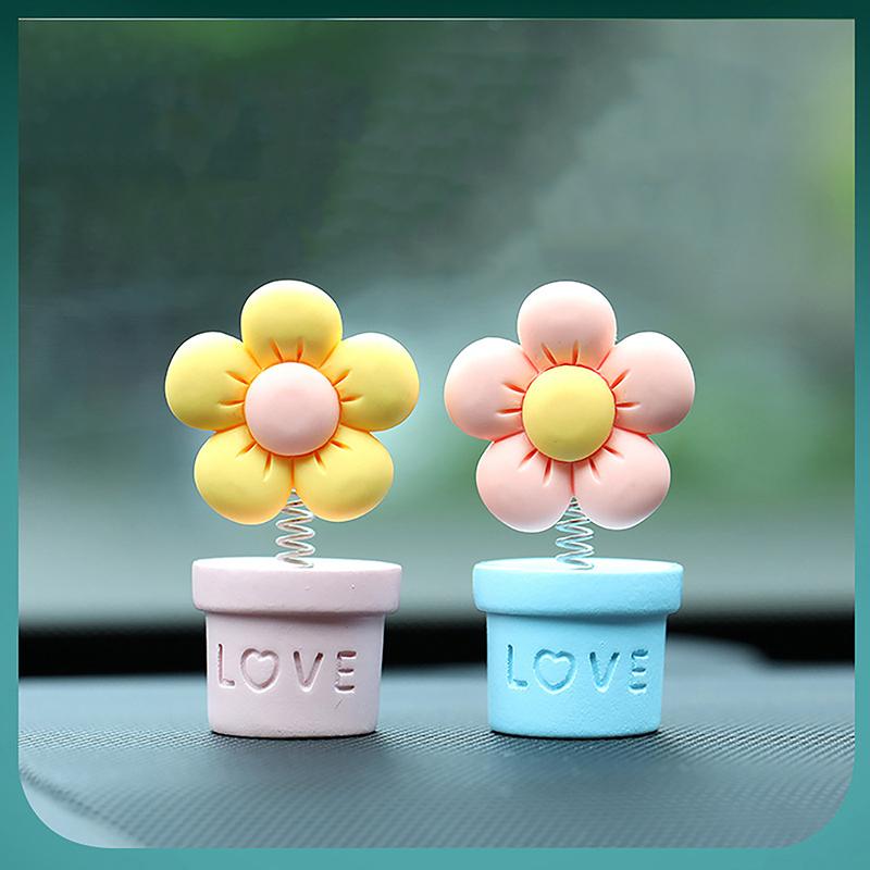 Украшение в виде цветка для автомобиля с качающейся головой, милый цветок подсолнуха, украшение в виде цветка для автомобиля с качающейся головой, аксессуары для украшения салона автомобиля