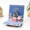 3D Pop Up Christmas Greeting Card Kids Mini Cartoon Christmas Blessing Greeting Cards with Envelope New Year Xmas Post Gift Card