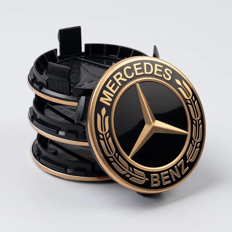 New 4 Pieces/Set Mercedes Benz AMG Wheel Center Hub Caps 75mm Diameter with Embossed Benz Emblem Tire Rim Covers for W203 W206 W220