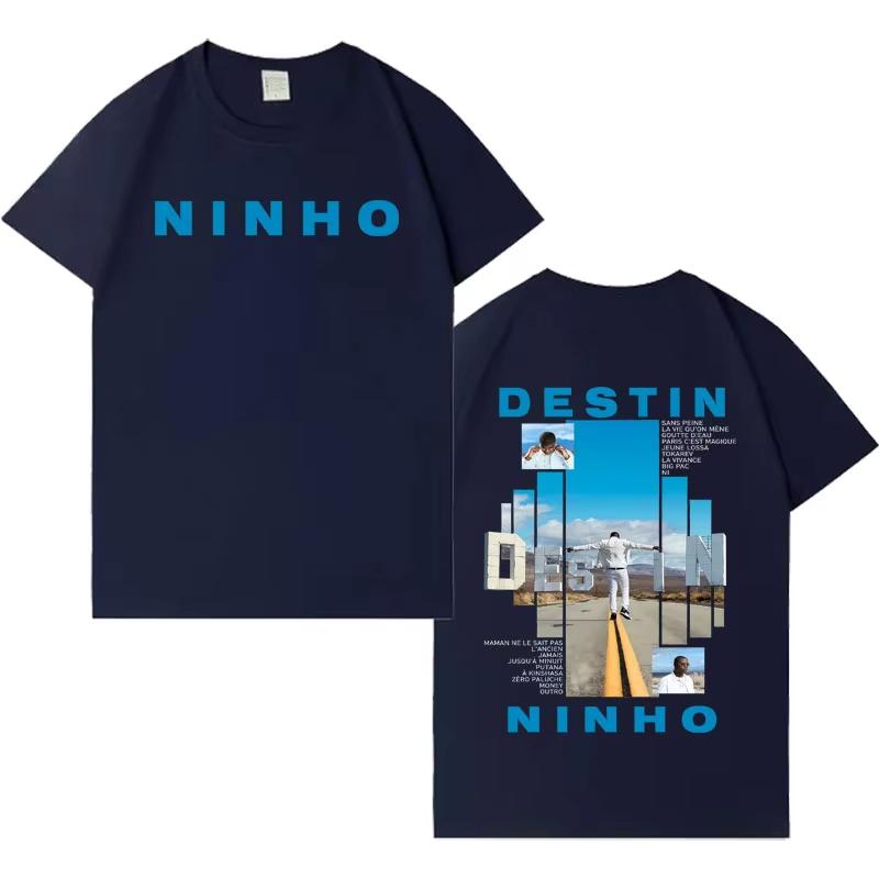 Лето 2026 Новинка Альбом Рэп-исполнителя Nino Destins Модная и удобная мужская футболка с принтом и круглым вырезом