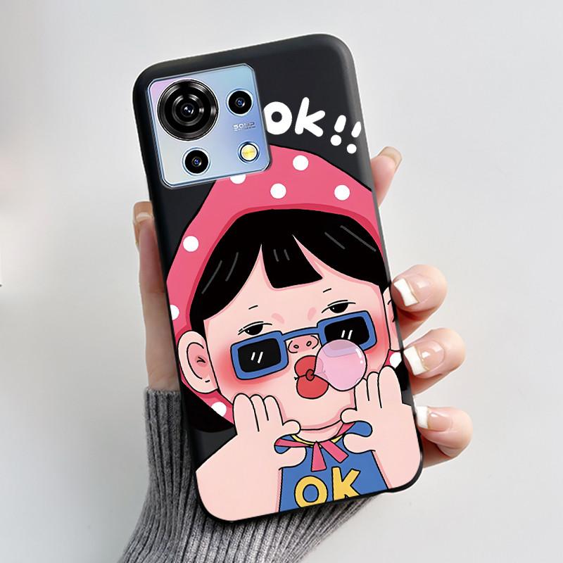 Милый Мультяшный Чехол Для ZTE Blade V50 Vita 4G Печатный Корпус Защитная Крышка Мягкий Силикон Черный Корпус