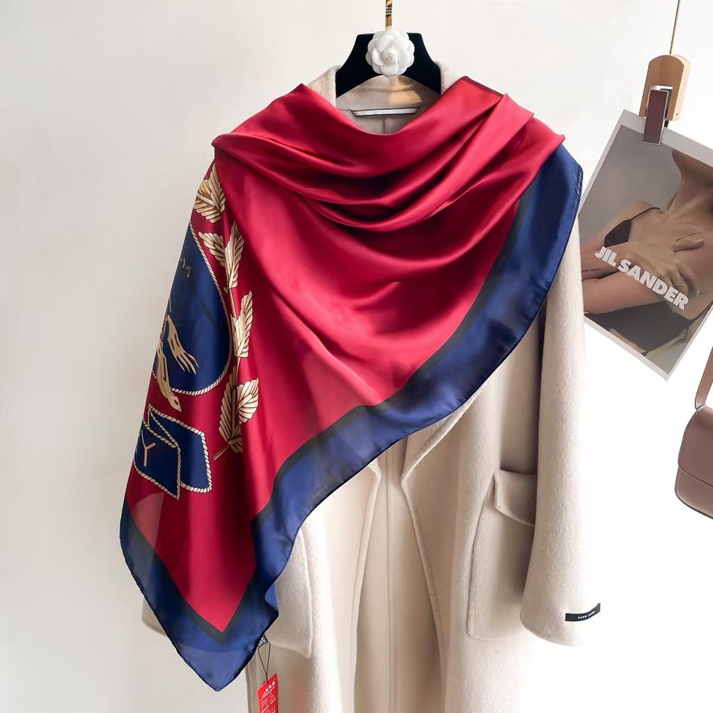 Hangzhou Silk Silk Scarf Autumn and Winter Shawl Two-purpose Thin Style Versatile Fashion New High-end High-end Exterior Matching