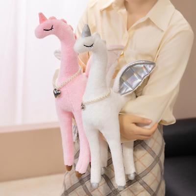 Плюшевая кукла Пегас 50см/70см Мягкая набивная игрушка для девочек Фэнтезийные крылья Ожерелье из искусственного жемчуга Милая плюшевая игрушка для младенца, малыша, детей Домашний декор