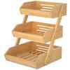 Large 3 Tier Bamboo Fruit Basket Stand for Kitchen Countertop – Fruit Holder – Suitable for Bread, Vegetables, Produce, Home Storage and Display