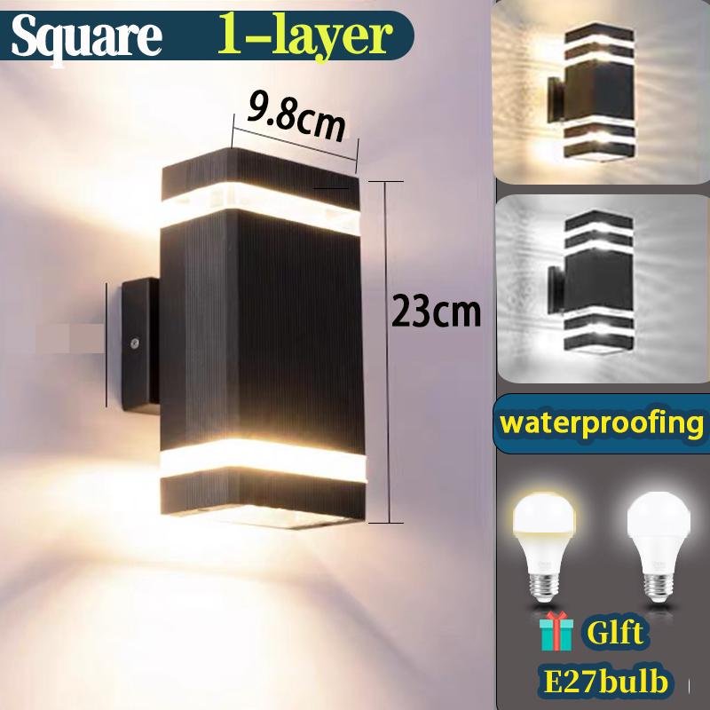 LED Outdoor Wall Light IP65 Waterproof E27 Replaceable Bulb 3 Color Wall Lamp Indoor For Garden Gate Balcony Living Room Bedroom