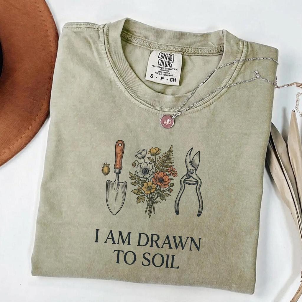 Comfort Colors® Gardening Graphic Tee: I Am Drawn To Soil Shirt and kids tshirt, Gardener Gift, Garden Lover Gift, Plant Lady Gift