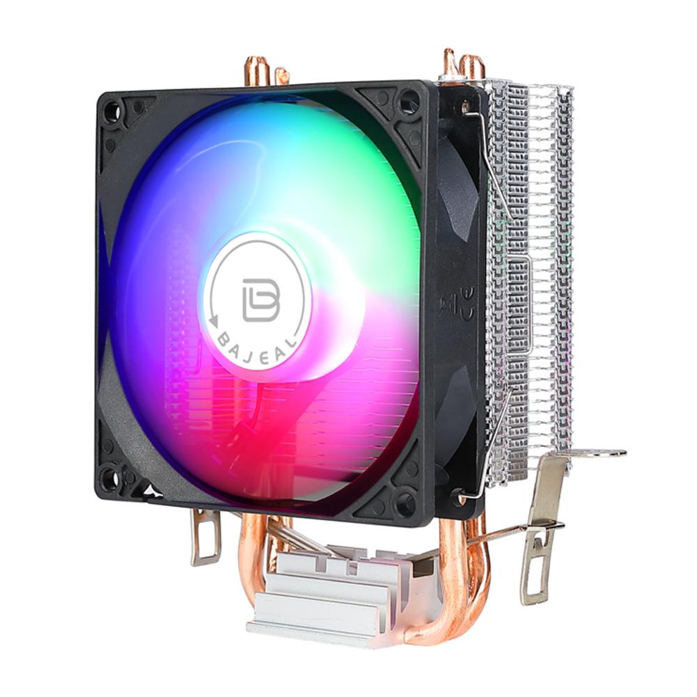 90mm Quiet Rainbow RGB Cooling Fan with 2 Heat Pipes Silent RGB Fan CPU Cooling Fan for Intel 1150/1151/1155/1156/1200 AMD AM2