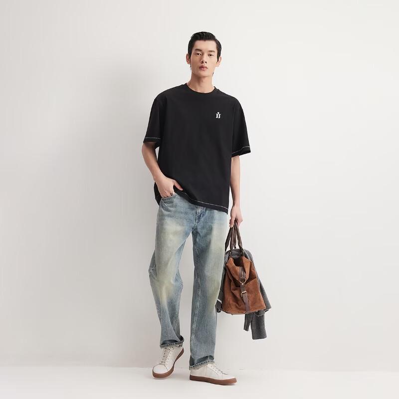 Мужская хлопковая свободная футболка Jack & Jones с вышивкой
