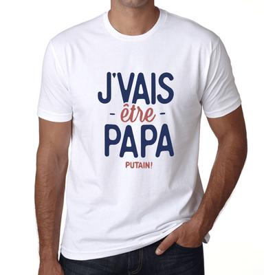 Мужская футболка Футболка с рисунком J'vais Être Papa Putain Будущий отец