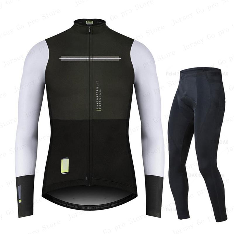New Spring/Autumn Triathlon Men Long Sleeve Cycling Clothing Breathable Anti-UV Bicycle Jersey Set Wear Bib Pants Ropa Ciclismo