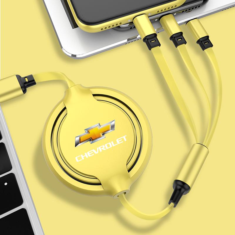 1 шт. 3-в-1 USB-кабель для зарядки в машине, выдвижной зарядный кабель для Chevrolet Sail Onix Corsa Aveo Captiva Sonic Spark S10 Tracker Trax Colorado Malibu