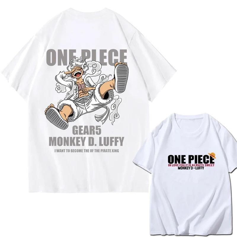 2026 ONE PIECE Зоро Луффи Gear Печатная Свободная Хлопковая Футболка с Коротким Рукавом Летний Стиль Хлопок Унисекс Одежда Хип-Хоп Уличная Одежда Оверсайз Футболка