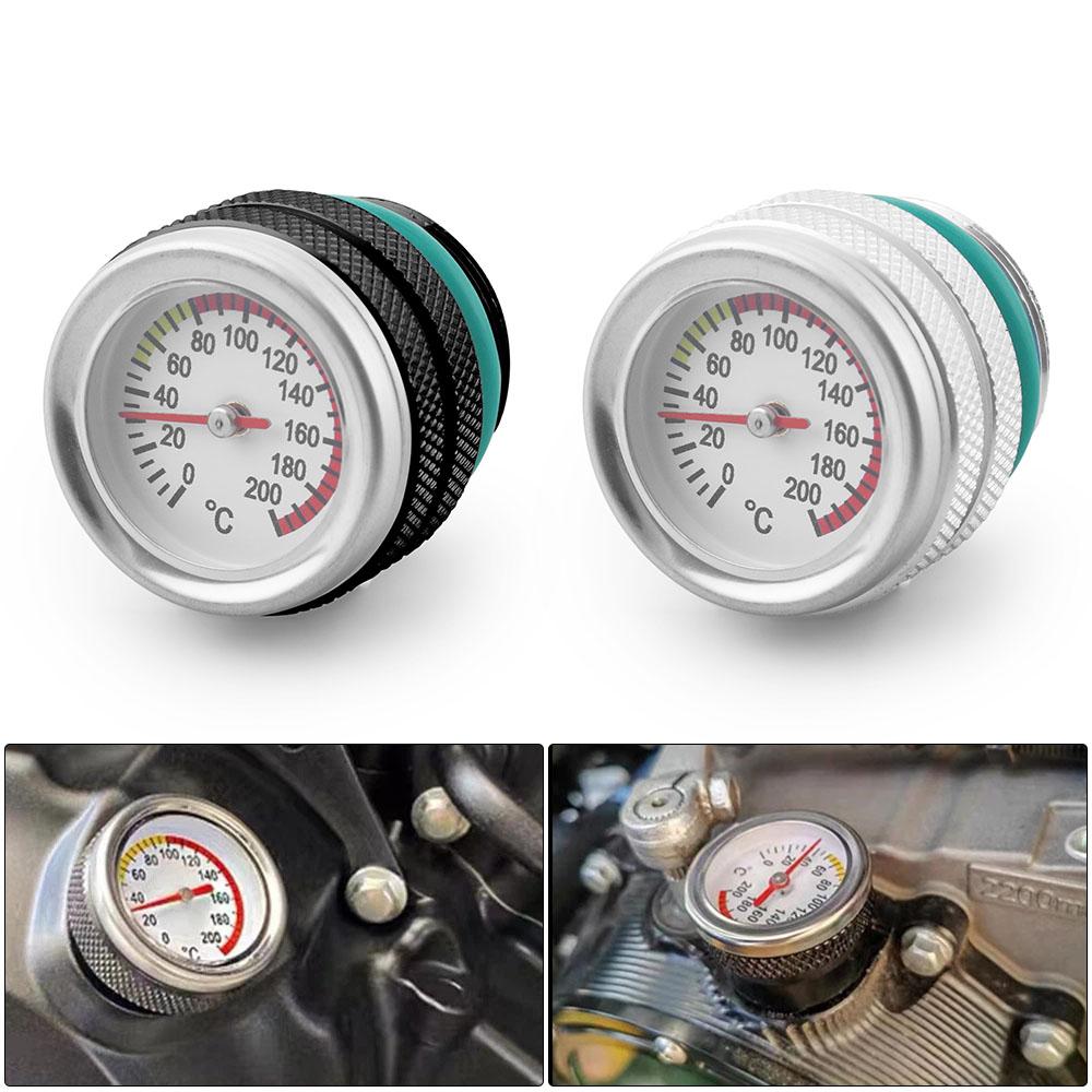 Крышки топливного бака мотоцикла M30x1.5 с указателем температуры масла 0-200℃, циферблатный измеритель, черный/серебристый измеритель