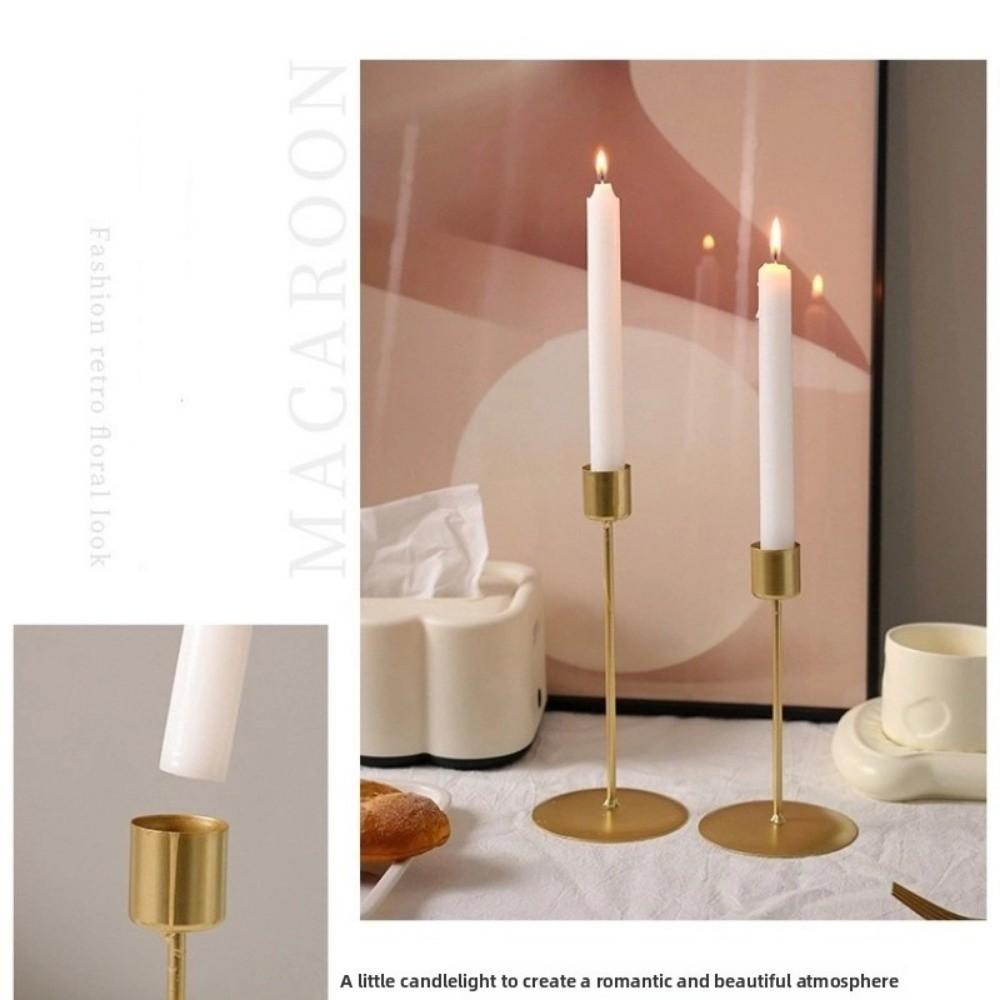 Stable Base Candlestick Golden Desk Candle Ornament Simple Candle Holders  Living Room Decor
