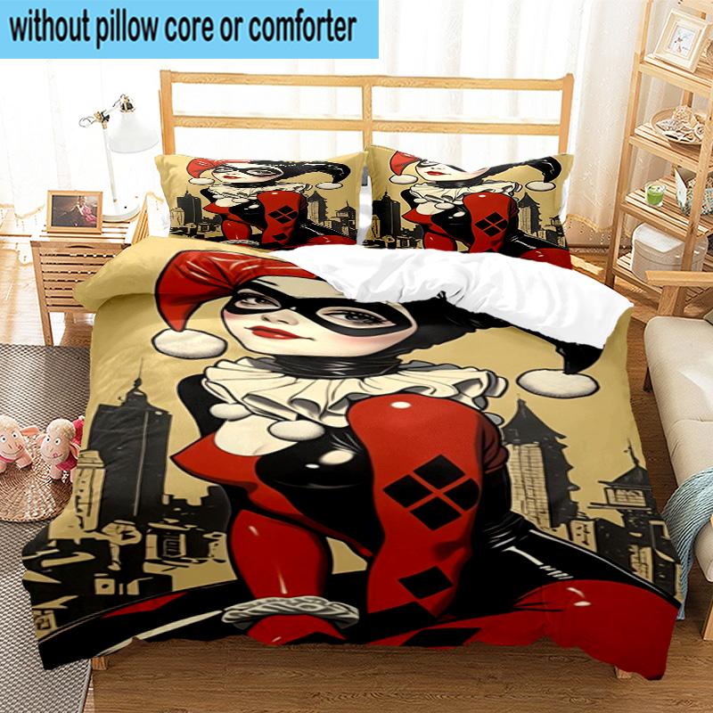 3PCS Dark Gothic clown Beauty 3pcs Bedding,Including 3PCS Duvet Cover And 2pcs Pillowcases Perfect for Christmas,Ideal for Bedroom, Dormitory