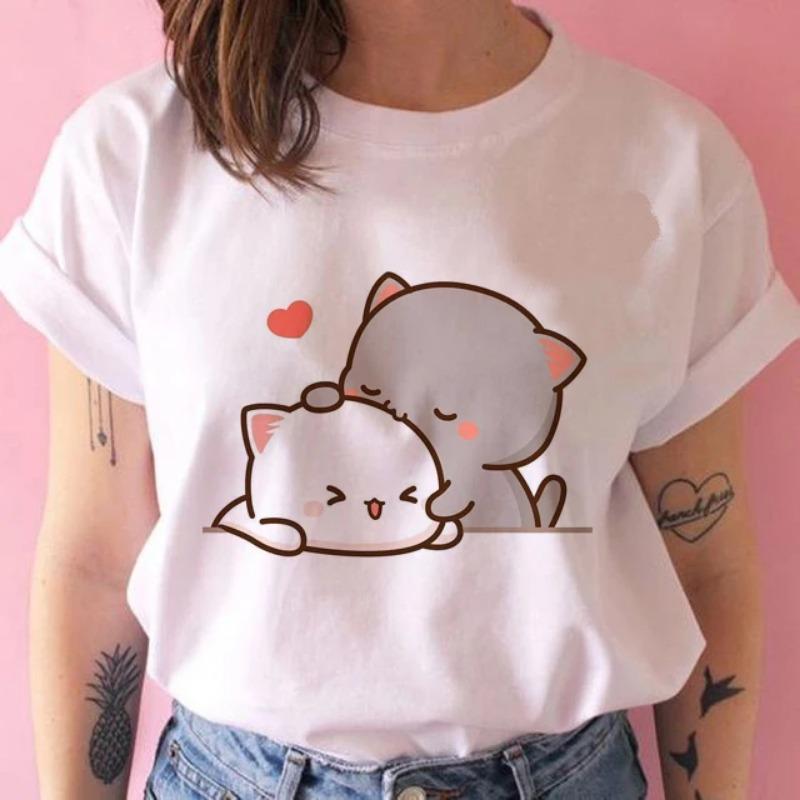 Женская футболка с принтом Peach Cat Peachcat для девочек, модная уличная одежда с графическим принтом Harajuku 2023, повседневная женская футболка Y2K