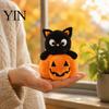 Holiday Gift for Kids Halloween Ghost/Pumpkin Black Cat Plush Figurine, Soft Stuffed Doll Cute Bag Accessory with Hanging Chain, Creative Photography