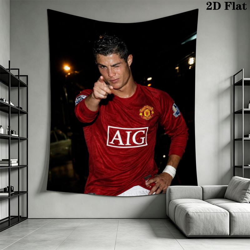 C Ronaldo Wall Tapestry Aesthetic Wall Hanging Printed Fabric Blanket Decorative Tapestries for Bedroom Living Room Home Decor