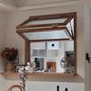 Original Wood Style Folding Sliding Windows with Glass Interior Doors for Kitchen and Coffee Baking.