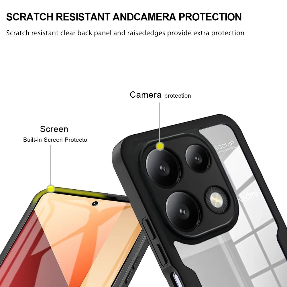360 Full Shockproof Clear Case For Xiaomi Redmi Note 13 12 Pro 4G 5G Note 13 Pro Plus 5G Redmi A3 Screen Full Protection Cover