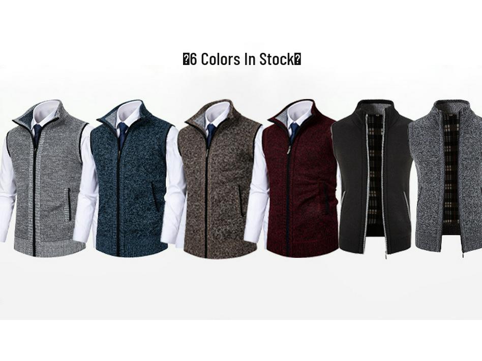 Мужской вязаный жилет с воротником-стойкой, Осень/Зима 2025