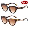 2pcs Fashion Cat Eye Sunglasses Women Snake Pattern Decoration Sun Glasses Punk  Gradient Shades Irregular Legs UV400 Eyewear