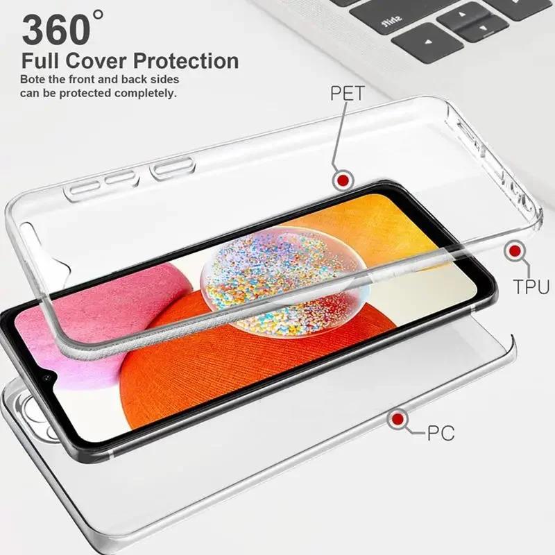 Кристально чистый двойной мягкий чехол на 360 градусов для Xiaomi Redmi Note 12 Pro 12S 13C Redmi13C Poco X5 Pro 5G 4G, противоударный силиконовый чехол спереди и сзади