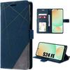 Case for Samsung Galaxy S24 FE (not for S24) Anti-Scratch 360 Degree Protection Navy Blue PU Leather