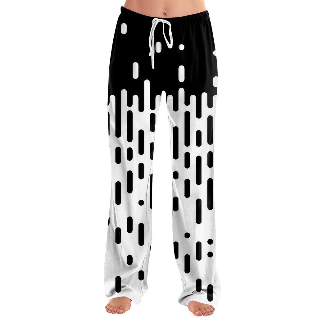 Женские пижамные штаны, одежда для сна, повседневные брюки с эластичной резинкой на талии, удобные прямые свободные брюки для йоги