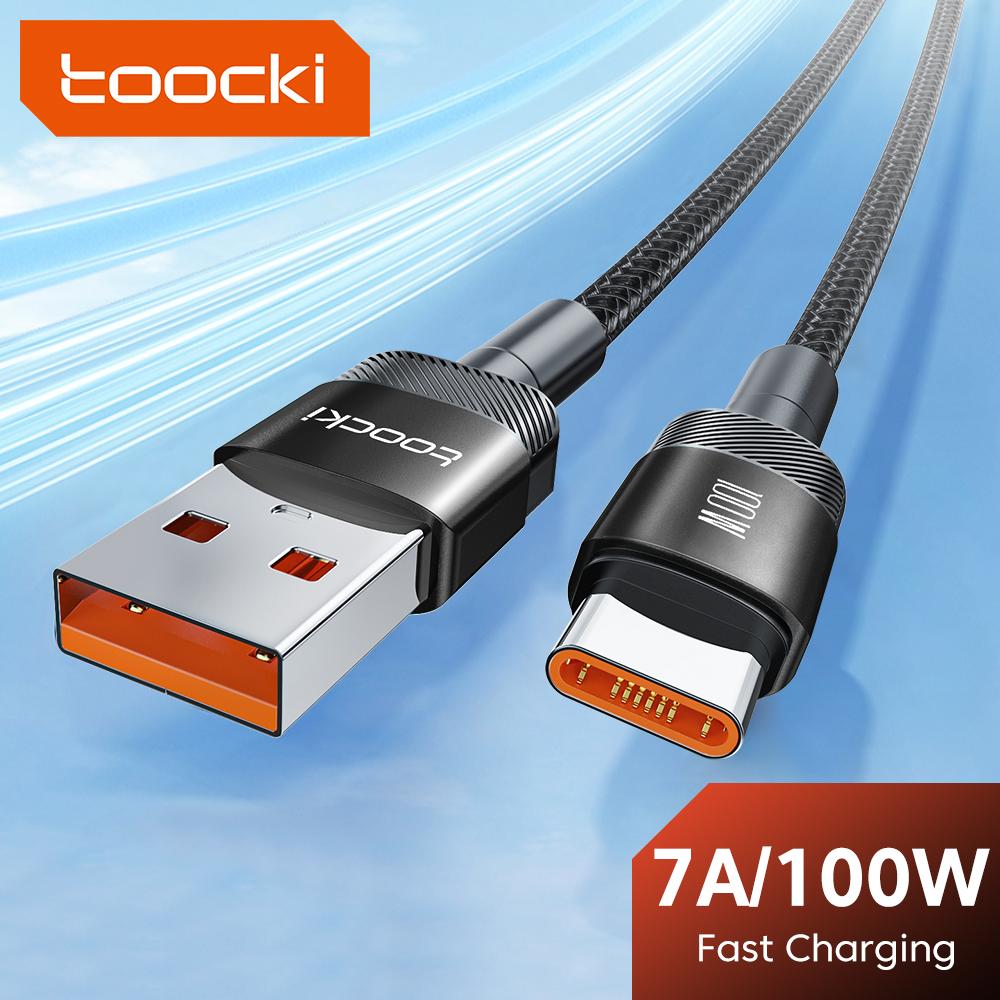 Кабель Toocki 7A USB Type C для Huawei Honor 100W/66W Быстрая зарядка Зарядное устройство USB C Кабель для передачи данных Для Poco Oneplus Samsung
