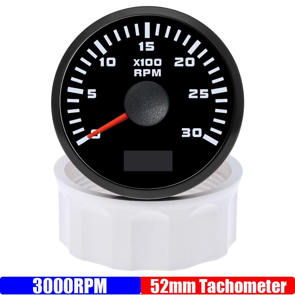 2" 52mm Tachometer 3000RPM 4000RPM,6000RPM,70000RPM,8000RPM Tacho Gauge Red Light RPM Meter for Boat Marine Car 12V24V