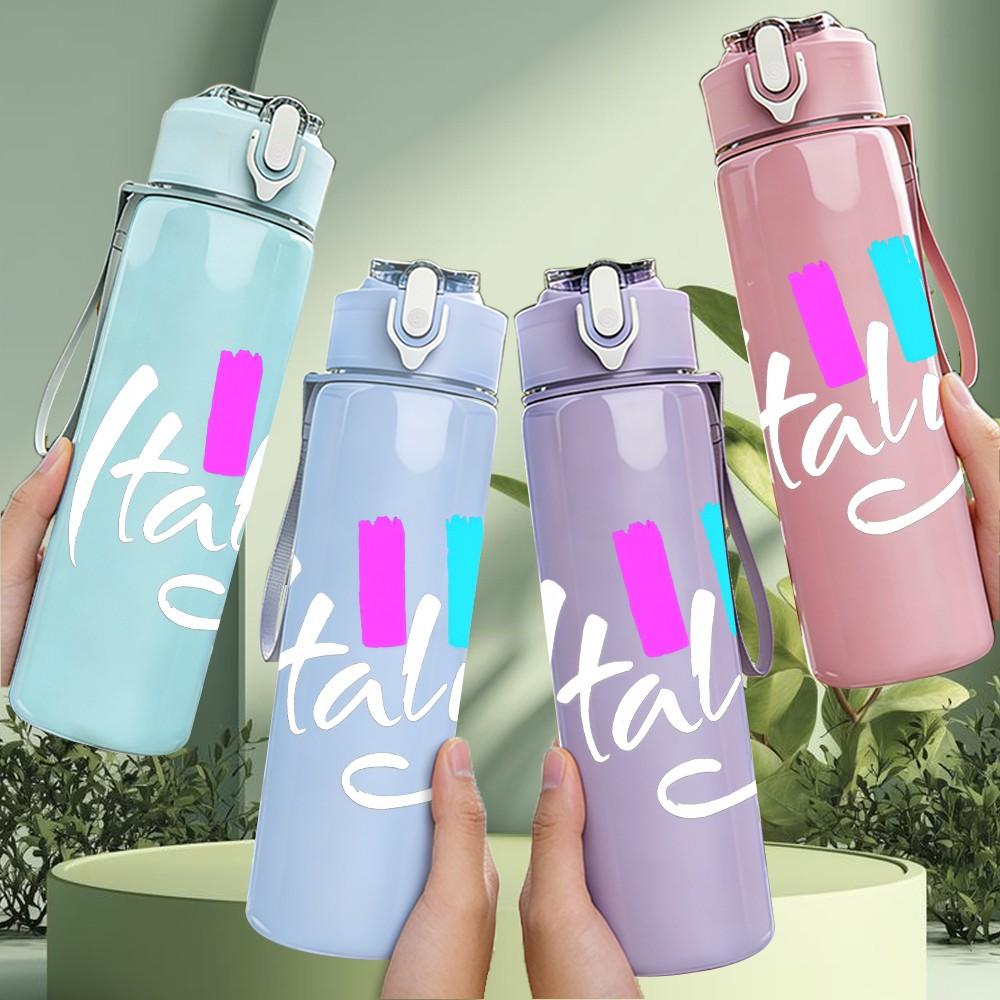 1PC Stay Y2K Pastel Neon Letter Print 750ml Color Plastic Sports Water Bottle Leakproof Flip Straw Lid Suitable for Sports Office Home Use