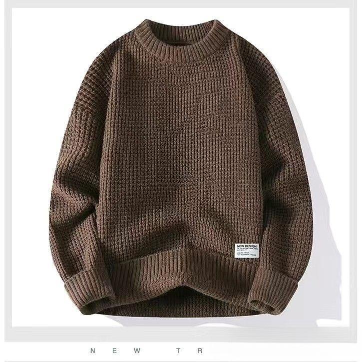 Anti-Pilling Teen Trend Autumn/Winter Pullover Sweater for Middle School Students - New Loose, Thickened, Warm Knit Fabric.