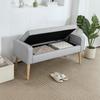 Storage Bench With Hinged Lid And Wooden Legs For Bedroom Living Room Entrance 120x45x54 Cm Light Gray