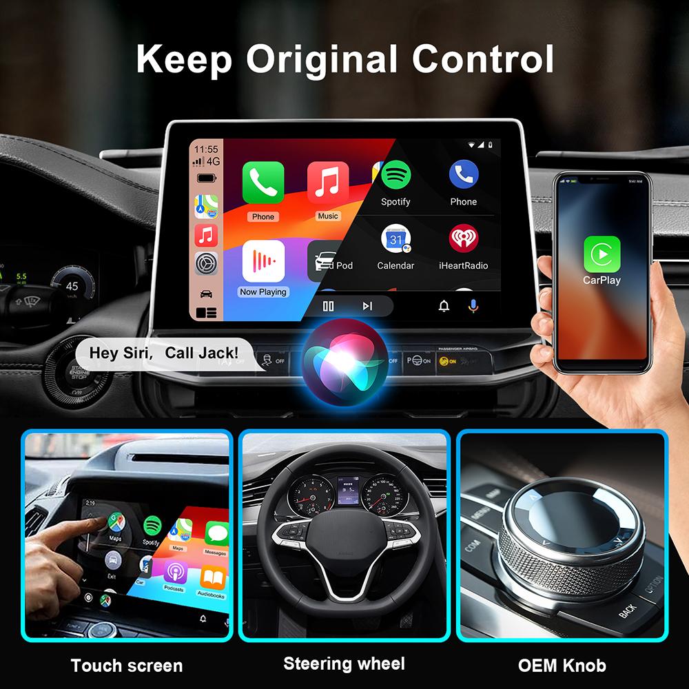New Mini Wired To Wireless 2 In 1 AI Box Carplay 5G Wif & Bluetooth 5.0 Android Auto Plug and Play Non-inductive Connection
