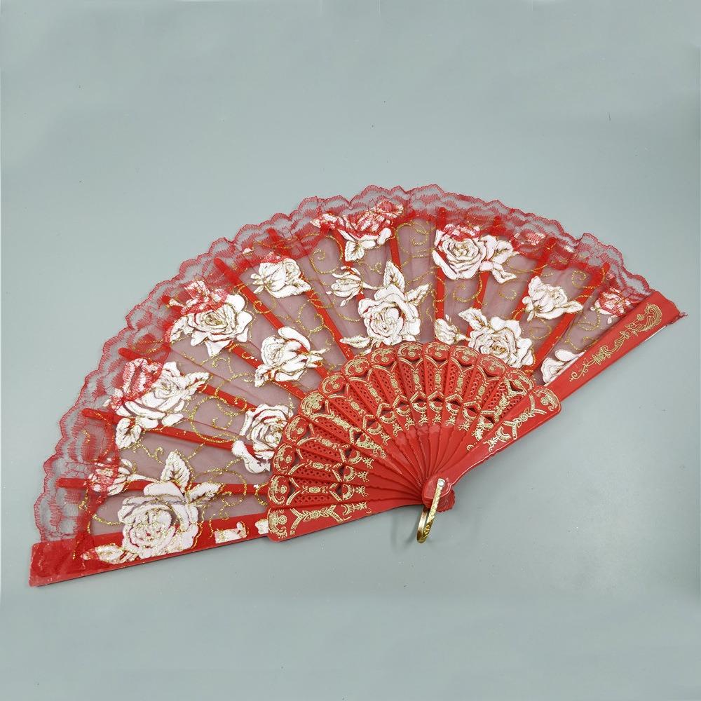 Женский кружевной веер с пластиковой ручкой, полупрозрачный веер для танцев, домашний декор, складной веер, подарок