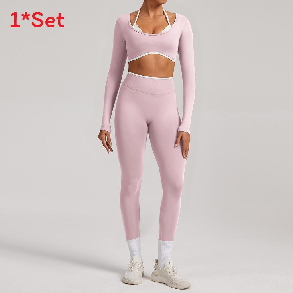 Seamless Yoga Set Long Sleeve Fitness Wear With Moisture Wicking For Women Outdoor Running