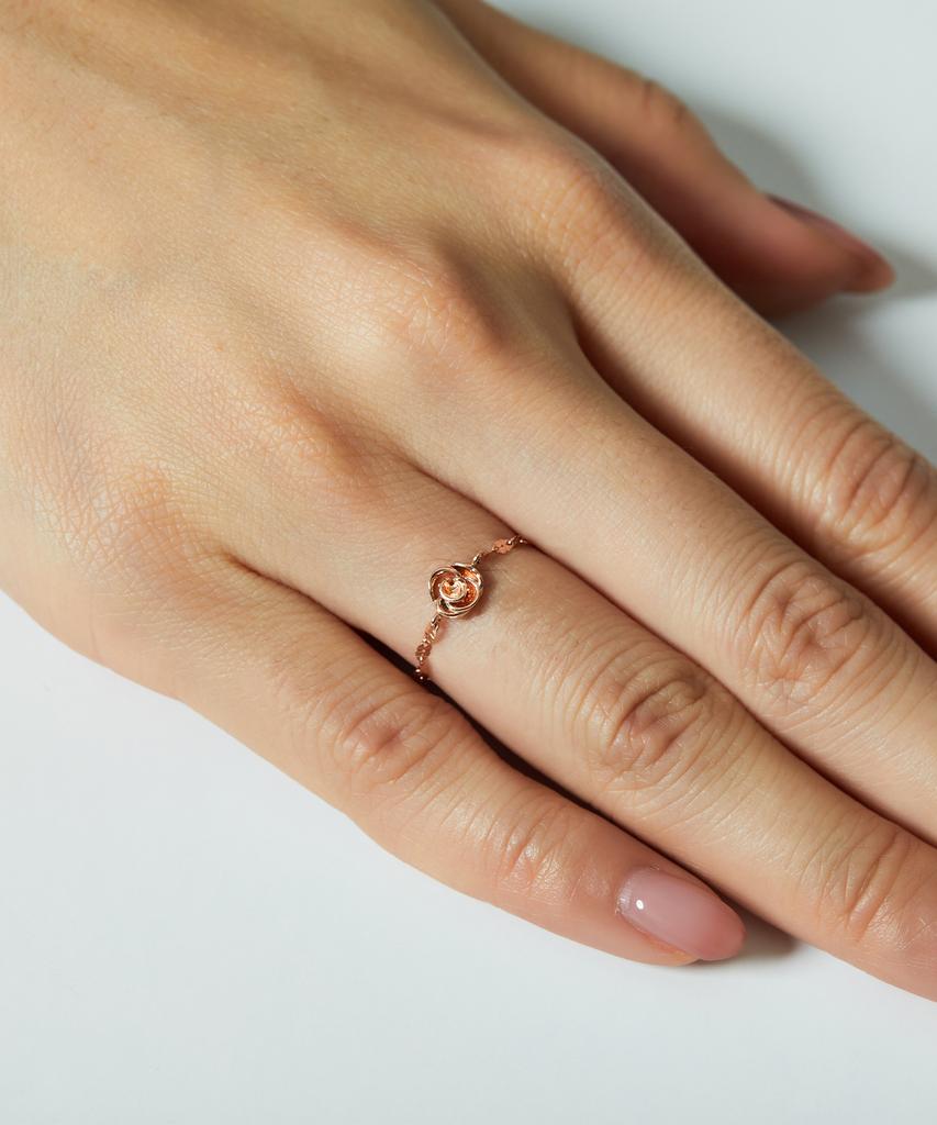 Helene Jewelry 14K Шерри Клевер Роза Цветок Цепочка Золотое Кольцо (Тип А)
