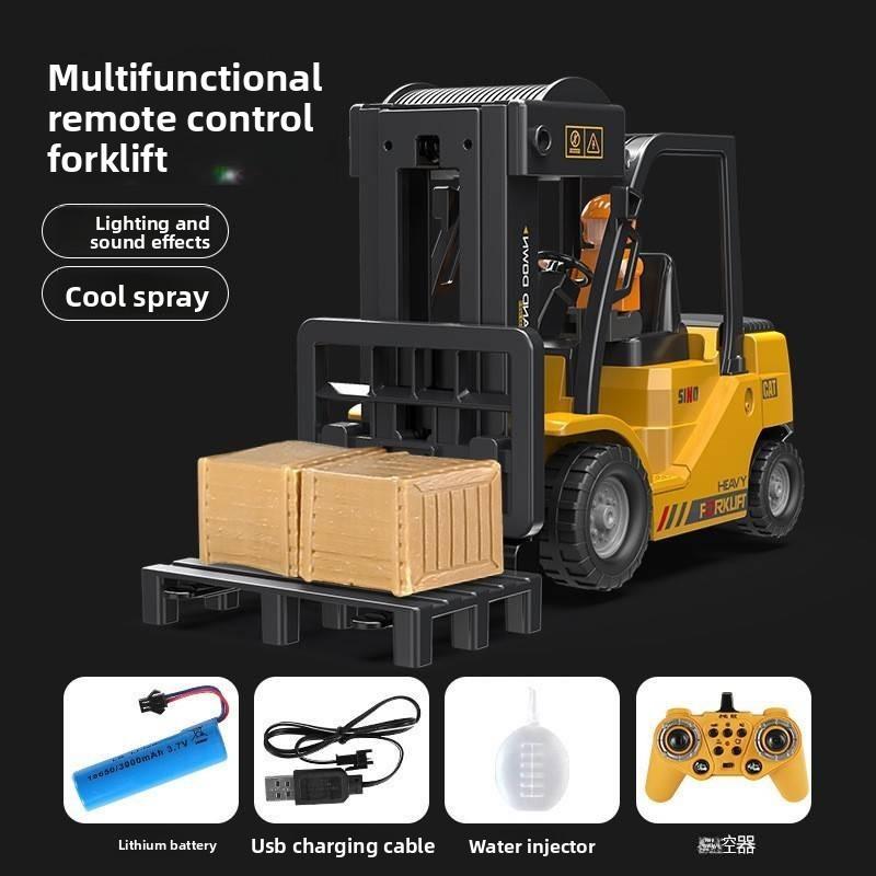Remote Control Alloy Fork Lift Truck Crane Toy Lift Spray Simulated Sound Design