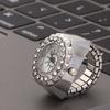 SEAFRONT Sparkling Ring Watch, Casual and Fashionable Rhinestone Finger Quartz Ring Watch, Beautiful Alloy Watch for Women and Girls (Silver)